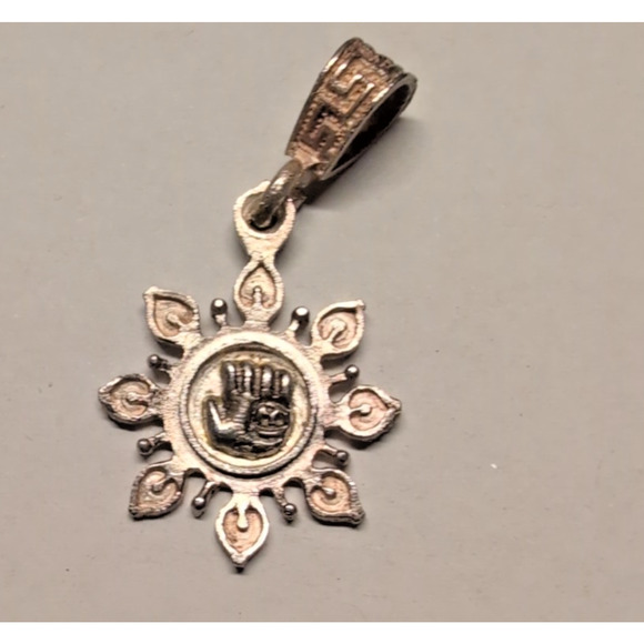 Vintage Oro Maya Sterling Silver Sun Pendant **950** Signed unique! 5.6 g 43mm - Picture 1 of 6